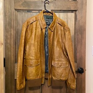 Filson Tan Leather Bomber - XL